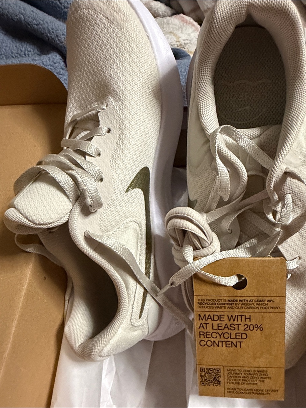 Light Beige and olive Women's Running Sneakers - Sustainable Design